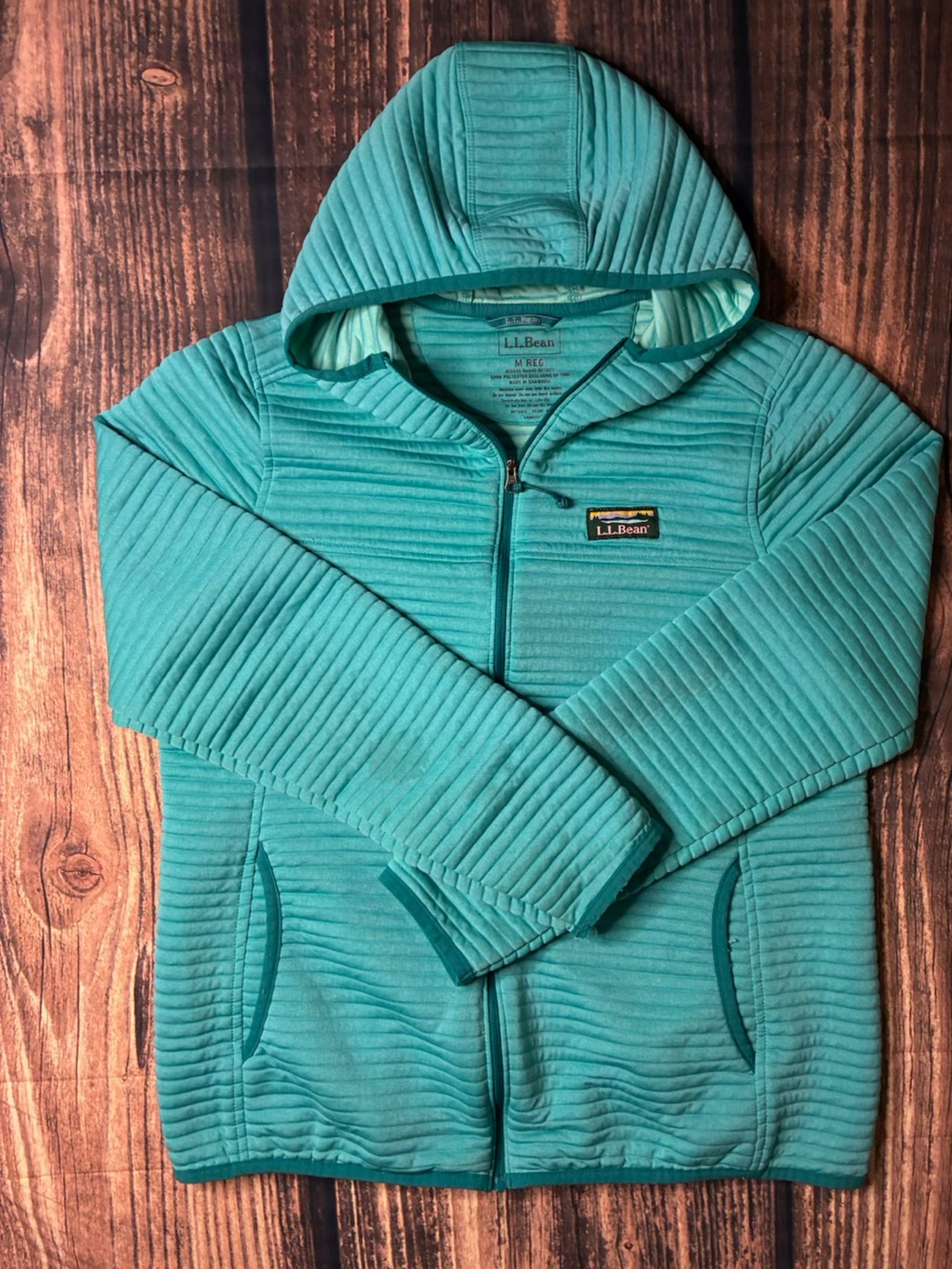 L.L. Bean Women's Teal Ribbed Quilted Zip Jacket